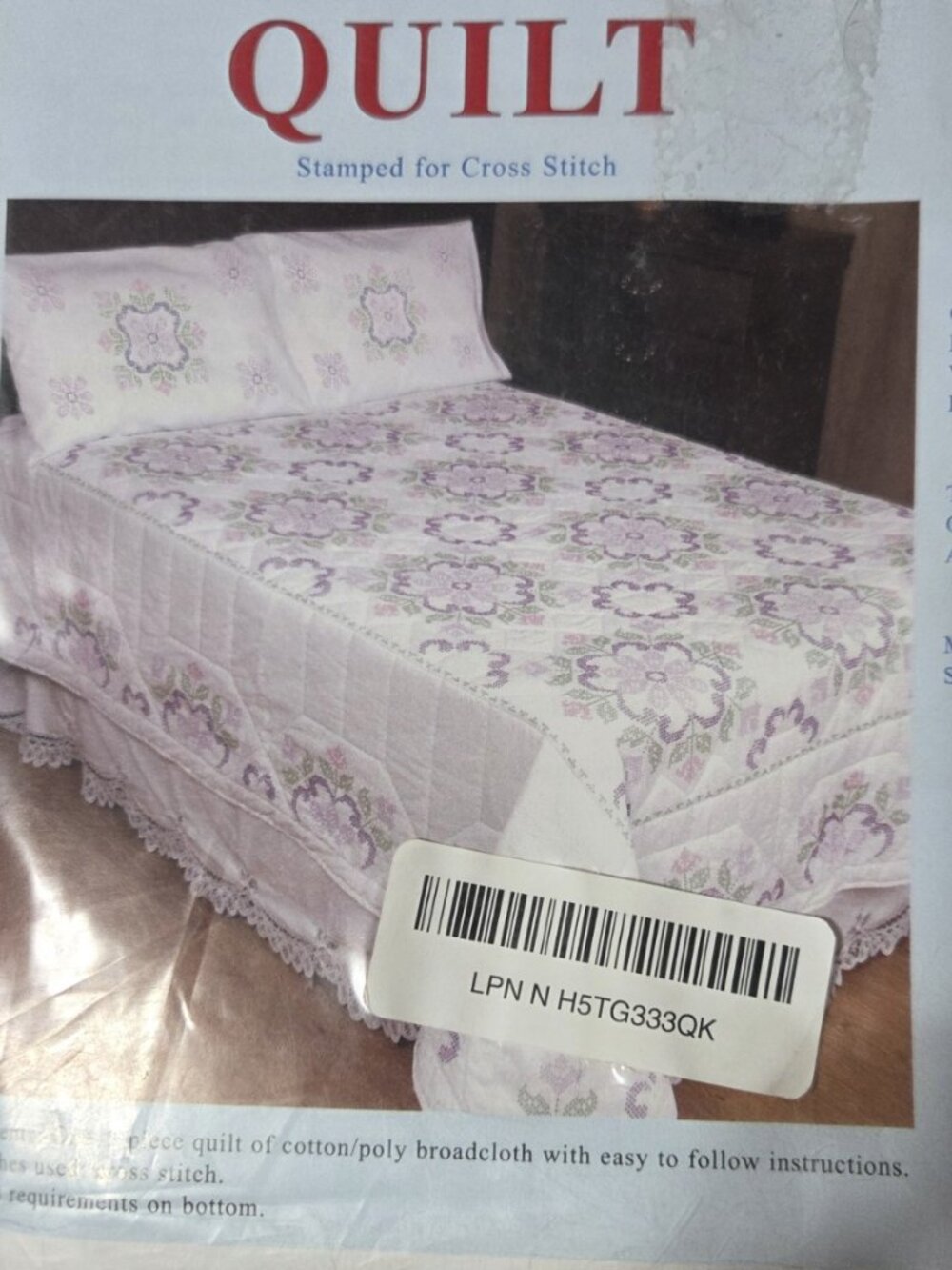 Jack Dempsey Stamped Queen Size Quilt Top XX Colonial 770-282 NWT